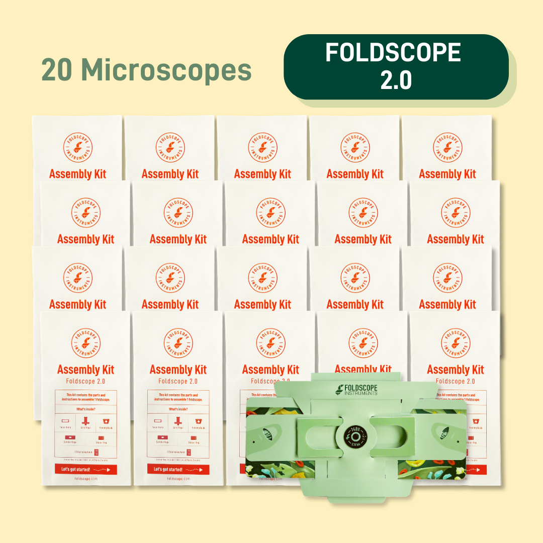 Basic Classroom Kit 2.0 (20 Foldscope 2.0 Paper Microscopes).