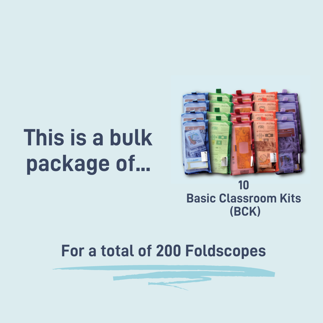 Basic Classroom Kit 10-Pack (200 Foldscope Paper Microscopes) - International Orders Only